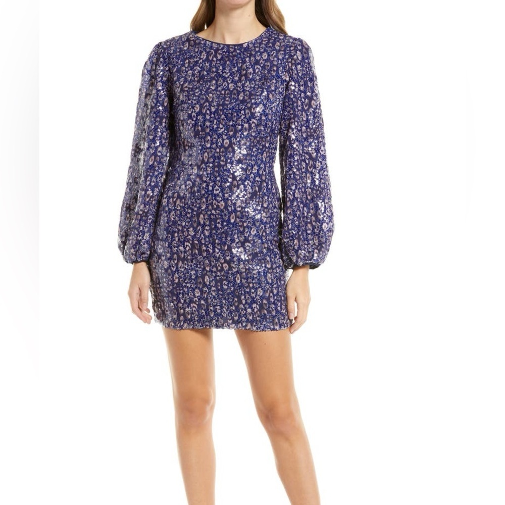 NWT Women’s BTFL-LIFE Navy sequin print long sleeve dress- Size small